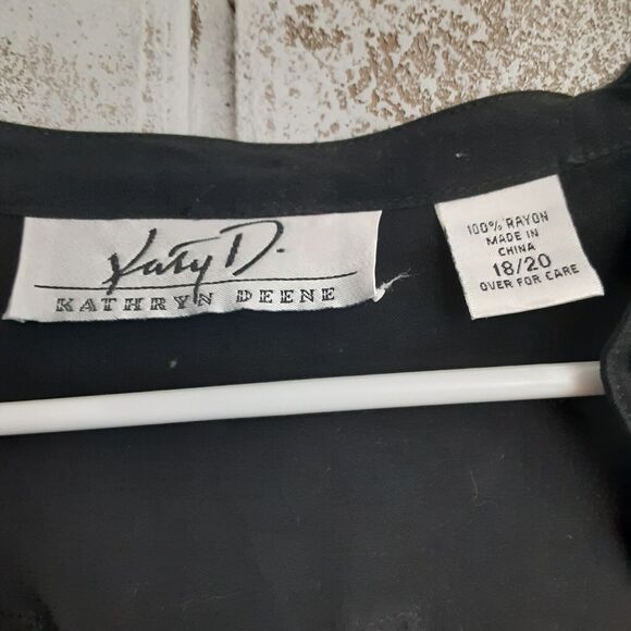 Vintage Katy D Tunic Top Mini Button up Retro Late 80s Early 90s Black Versatile - Picture 3 of 7